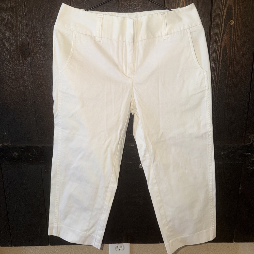 daisy fuentespetites Womens Size 2P Preppy Cotton Capri Corduroy Pants White T8
